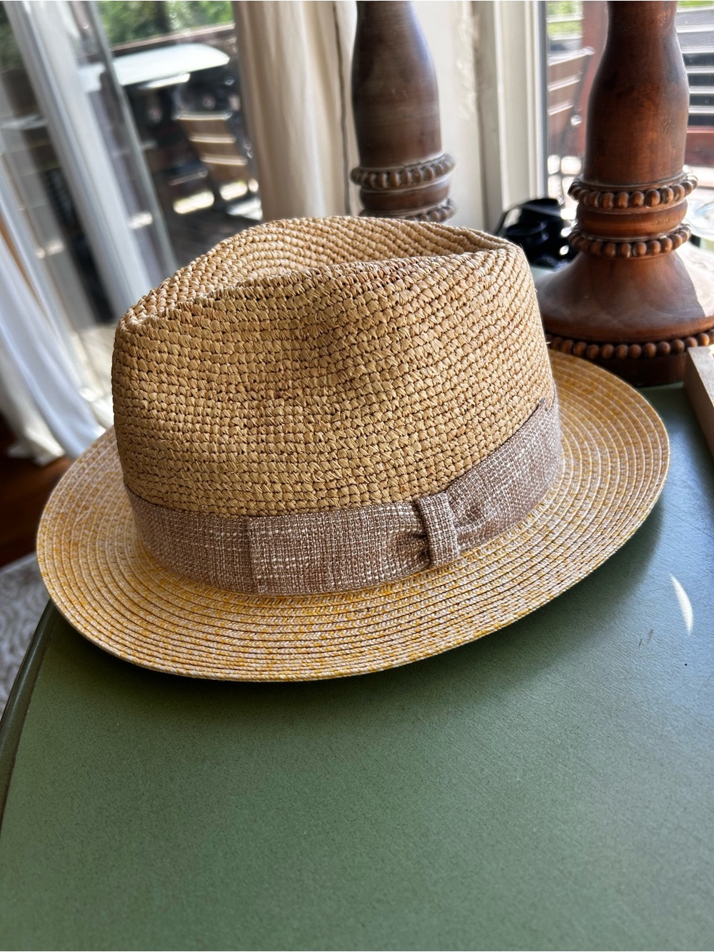 Made in Italy 🇮🇹 Real Toyo Natural Straw Fedora Hat – – Size S (55 cm / 6 7/8) - Picture 8 of 9